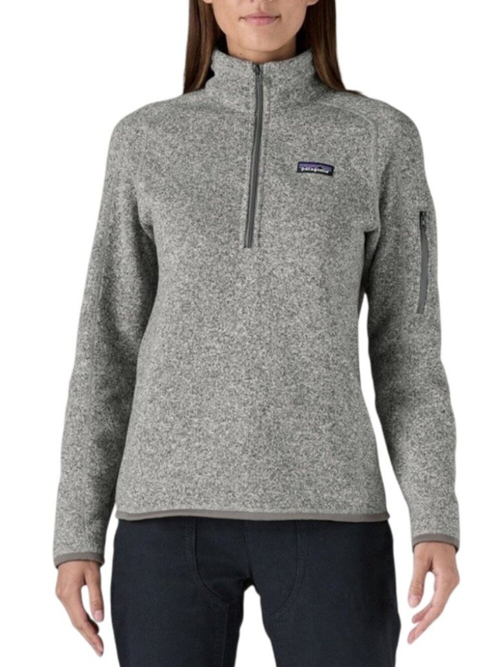 NWOT Patagonia Better Sweater Quarter Zip Pullover S Gray Birch White